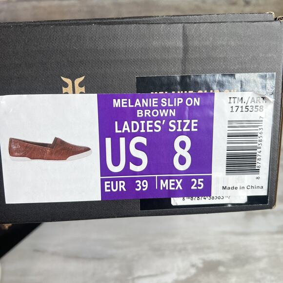 FRYE Melanie Womens Slip-On Leather Sneaker Cognac/Brown Flat Ballet Shoe Size 8 - Picture 10 of 10